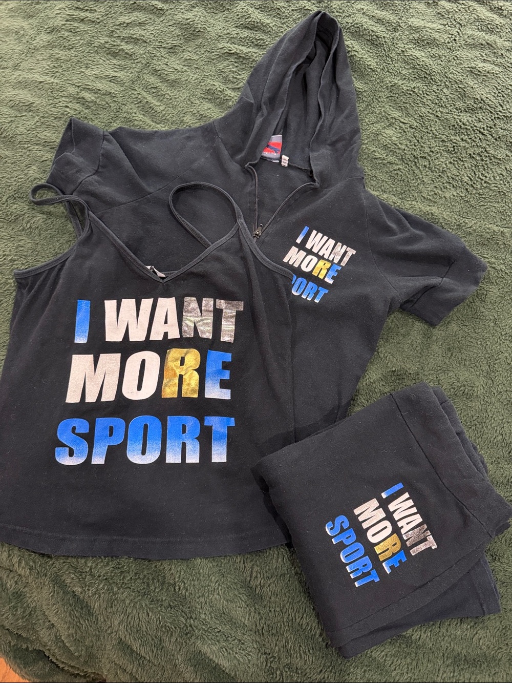 Black 'I Want More Sport' Kids set